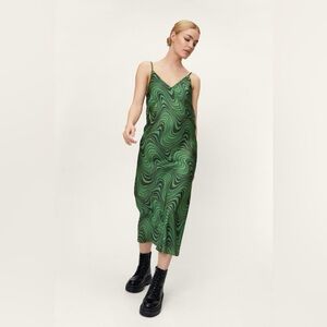 Nasty Gal Green Swirl Midi Dress